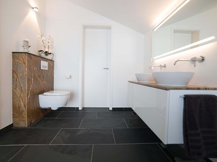 L'ardoise Mustang dans une salle de bain moderne